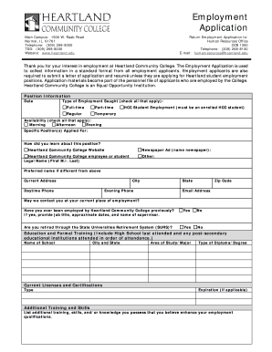 Heartland Community College Employment Application