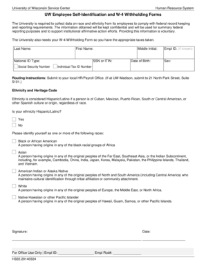 University of Wisconsin Employee Self-Identification and W-4 Forms