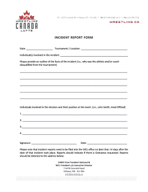 Incident report tagalog sample - INCIDENT REPORT FORM - Wrestling Canada Lutte - wrestling