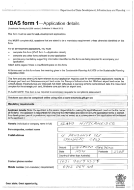 IDAS Form 1 - Development Application