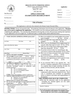 Orleans County Employment Application