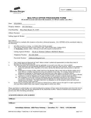 Multiple Offer Procedure Form