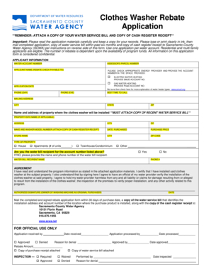 Clothes Washer Rebate Application
