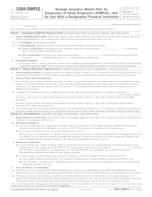 SIMPLE IRA Employer Plan Form