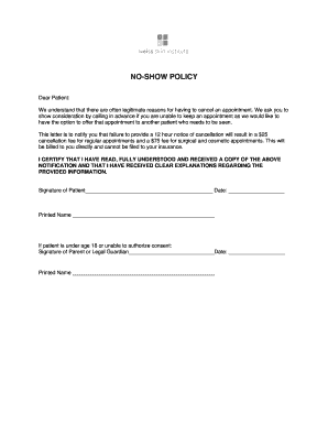 No-Show Policy Agreement