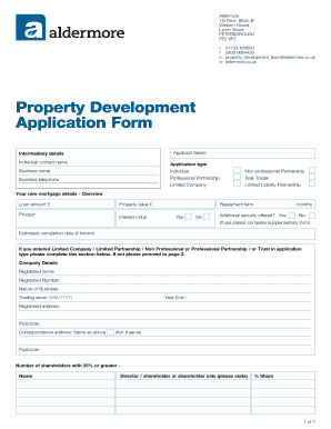 Aldermore Property Development Application Form