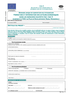 Demande Unique de Subvention Multifinanceurs