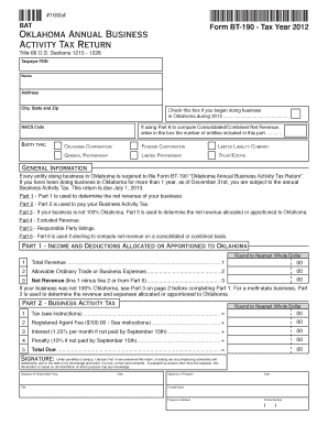 Oklahoma Annual Business Activity Tax Return