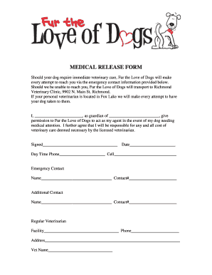 Medical Release Form for Dog