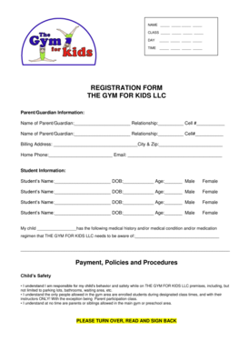 kids sports registration forms