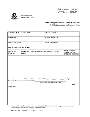 DBE Subcontractor Performance Form