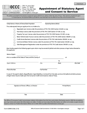 Texas Statutory Agent Appointment Form