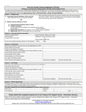 Primary Local Security Administrator Authorization Form