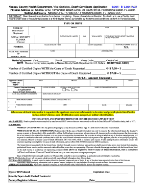 Florida Death Certificate Application