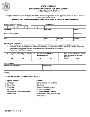 Georgia Standard Application for Employment