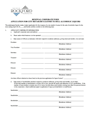 City Retailer's License Application
