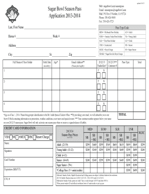 Sugar Bowl Season Pass Application