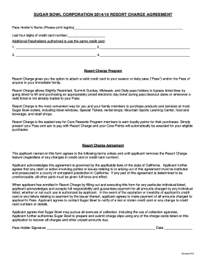 Sugar Bowl Resort Charge Agreement