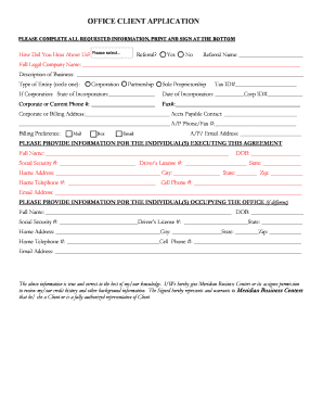 Office Client Application Form