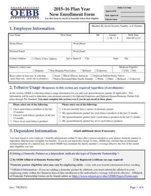 Oregon Employee Benefits Enrollment Form