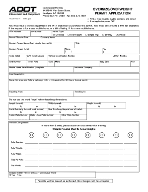 Arizona Oversize Overweight Permit Application