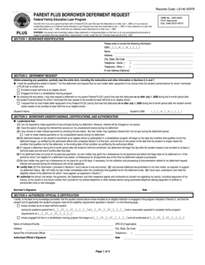 Parent PLUS Borrower Deferment Request