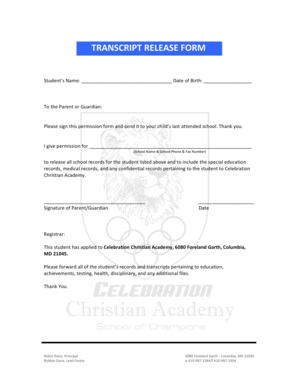 Student Transcript Release Form