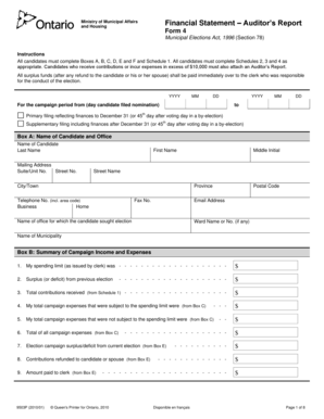 Ontario Municipal Election Financial Statement