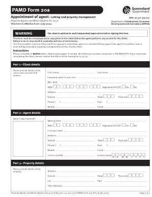 PAMD Form 20a - Appointment of Agent