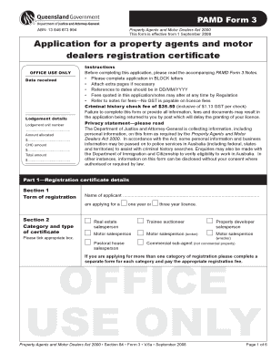 Property Agents and Motor Dealers Registration Certificate Application