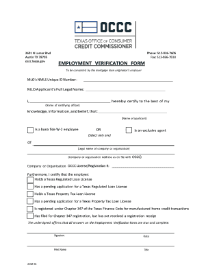 Texas Employment Verification Form
