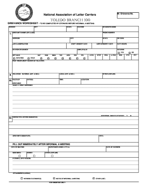 NALC Grievance Worksheet