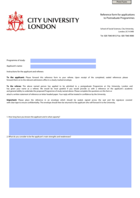 Postgraduate Programme Reference Form