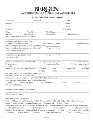 Nutrition Assessment Form