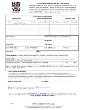 Victoria Falls Booking Request Form