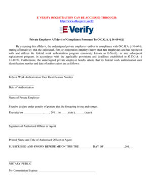 Georgia Private Employer Affidavit of Compliance