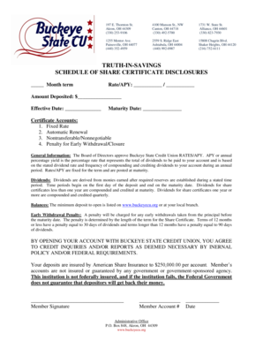 Buckeye State Credit Union Share Certificate Disclosure