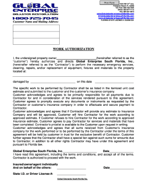 Florida Work Authorization Form