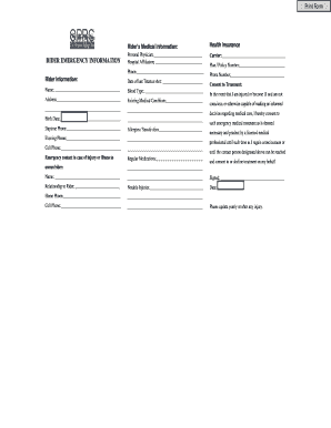 Rider's Medical Information Form