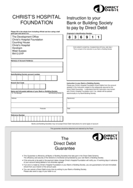 Christ's Hospital Foundation Direct Debit Instruction Form
