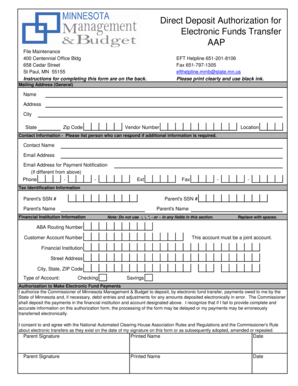Direct Deposit Authorization for Electronic Funds Transfer
