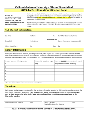 2015-16 Enrollment Certification Form