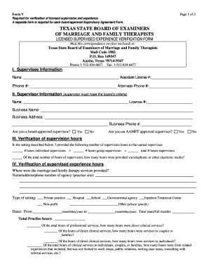 Texas Licensed Supervised Experience Verification Form