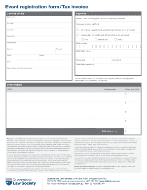 Queensland Law Society Event Registration Form