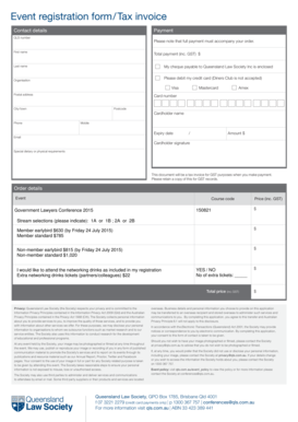 Queensland Law Society Event Registration Form