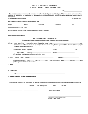 For-Hire Vessel Operator's Medical Examination Report