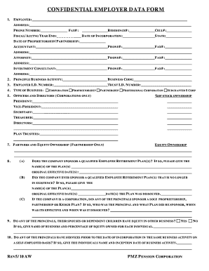 Confidential Employer Data Form