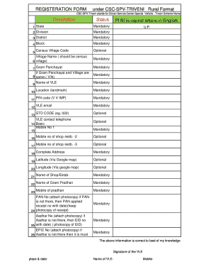 CSC-SPV-Triveni Rural Registration Form