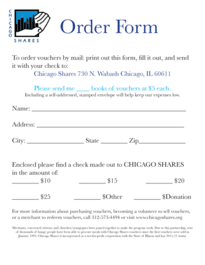 Chicago Shares Voucher Order Form