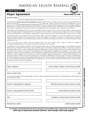 American Legion Baseball Player Agreement